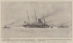 Die Bergung der Paris, Schleppen des Liners in den Hafen von Falmouth
