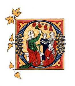 Initialbuchstabe O, 14. Jahrhundert, 1843