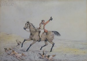 Ein Jäger ermutigt Hunde von Henry Sr Alken