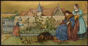 Ohne Alles, Plakette mit einer Illustration aus Shakespeares Sieben Lebensalter, Minton Ware, Staffordshire, 1874 von Henry Stacey after Marks