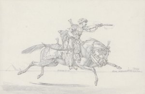 Ein angreifender Mameluk, der eine Pistole abfeuert von Henry Thomas Alken