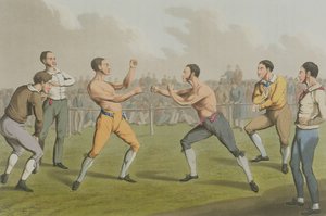 Ein Preisboxkampf, aquatintiert von I. Clark, veröffentlicht von Thomas McLean, 1820