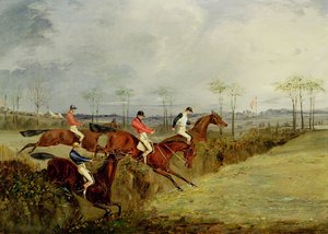 Ein Hindernisrennen, Überqueren einer Hecke und eines Grabens