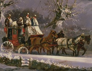 London nach Dover Kutsche im Schnee von Henry Thomas Alken