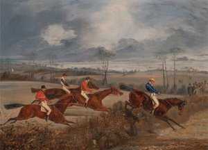 Szenen von einem Hindernisrennen: Über eine Hecke springen, ca. 1845