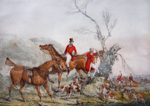 Den Fuchs auf den Baum treiben, ca. 1830