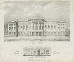 Stoke-upon-Trent - Geplanter neuer Markt und Rathaus: Lithographie von Henry Ward