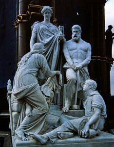 Manufakturen, Skulpturengruppe vom Albert Memorial, fertiggestellt 1876 von Henry Weekes