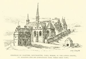 Chapelle du Martyre, Montmartre, Paris, wo im Untergeschoss St. Ignatius und seine Gefährten ihre ersten Gelübde ablegten (Gravur) von Henry William Brewer