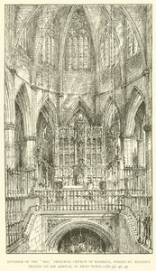 Innenraum der "Seo", Hauptkirche von Manresa, wo der Heilige Ignatius bei seiner Ankunft in dieser Stadt betete (Gravur) von Henry William Brewer