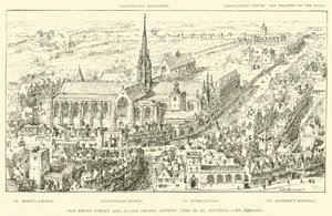 Old Broad Street und Austin Friars, London, zur Zeit des Hl. Ignatius (Gravur) von Henry William Brewer