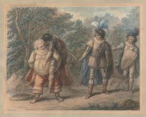 Falstaff trägt den toten Hotspur von Henry William Bunbury