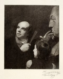 John Flaxman modelliert die Büste von William Hayley