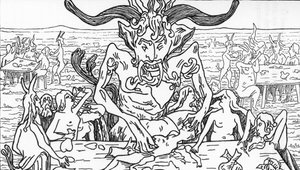Satans Bankett, Zeichnung von Henry de Malvost aus „Satanismus und Magie“ von Jules Bois 1895