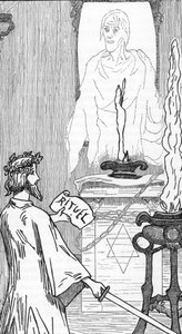 Spiritismus: Beschwörung von Geistern. Zeichnung von Henry de Malvost aus „Satanismus und Magie“ von Jules Bois 1895. Private Sammlung von Henry de Malvost