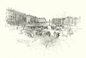 Covent Garden von der Vorhalle der St. Pauls Kirche, London, 1749 (Lithografie) von Herbert (after) Railton