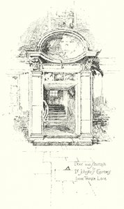 Tür und Treppe zu Dr. Johnsons Kammern, Inner Temple Lane, London von Herbert (after) Railton