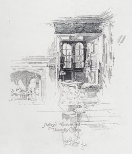Fenstersitz des englischen Dichters Percy Bysshe Shelley am University College, Oxford (Lithografie) von Herbert (after) Railton
