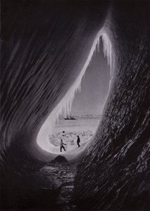 Grotte in einem Eisberg; Terra Nova in der Ferne von Herbert Ponting