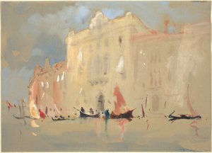 Gondeln vor einem Palast am Canal Grande in Venedig von Hercules Brabazon Brabazon