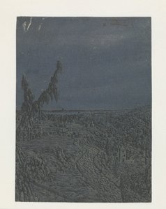 Landschaft mit einem Plateau, ein Fluss in der Ferne