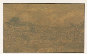 Tal mit einem Fluss und einer Stadt mit vier Türmen von Hercules Segers