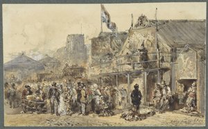 Jahrmarkt in Leeuwarden, die Oldenhove im Hintergrund von Herman Frederik Carel ten Kate