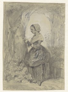 Mädchen bei einem Baum von Herman Frederik Carel ten Kate