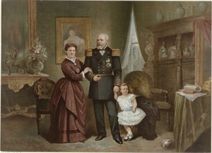 Porträt von Wilhelm III., König der Niederlande, Emma, Königin-Regentin der Niederlande, und Wilhelmina, Königin der Niederlande von Herman Frederik Carel ten Kate