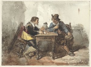 Zwei Männer an einem Tisch sitzend von Herman Frederik Carel ten Kate