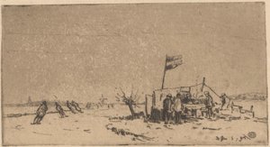Winterlandschaft mit Schlittschuhläufern
