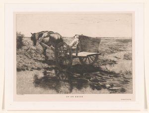 Pferdewagen auf der Heide von Herman Johannes van der Weele