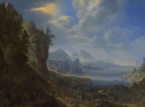 Christus lehrt vom Boot des Heiligen Petrus auf dem See Gennesaret von Herman Saftleven