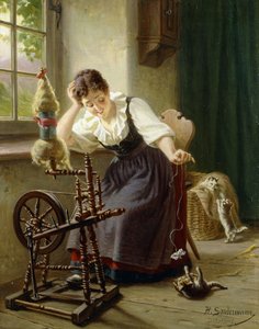 Mit der Katze spielen
