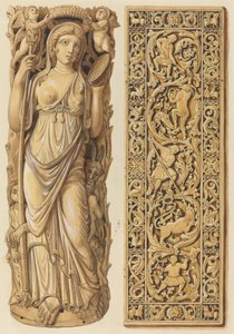 Darstellungen einer Elfenbeinschnitzerei von Ariadne aus dem 6. Jahrhundert und einer Elfenbeinplatte aus dem 9. Jahrhundert von Herman Wilhelm Soltau