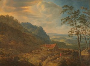 Gebirgige Landschaft mit Bauernhof