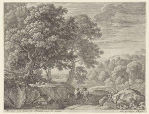 Heilige Familie mit Esel und Cherubinen von Herman van Swanevelt