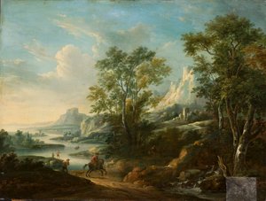 Gebirgslandschaft mit Fluss von Herman van Swanevelt
