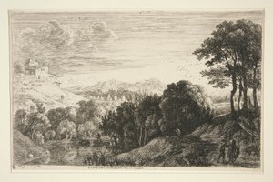 Landschaft mit Sonnenuntergang, aus der Serie Hügel-Landschaften von Herman van Swanevelt