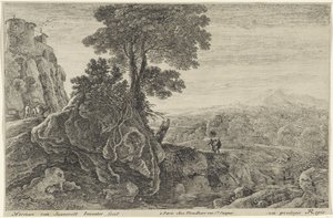 Landschaft mit einem Gebäude auf einem Felsen von Herman van Swanevelt