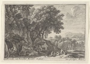 Satyrn um das Feuer in einer Höhle