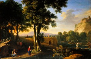 Die Heilige Familie in einer Landschaft, ca. 1640 von Herman van Swanevelt