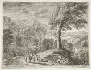 Der große Baum und der Wasserfall von Herman van Swanevelt
