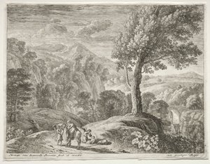 Der große Baum und der Wasserfall, um 1652-1654 von Herman van Swanevelt