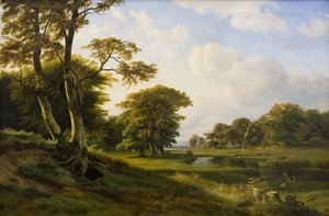 Waldlandschaft bei Hellebæk. Herbst von Hermann Carmiencke