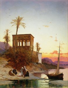 Lagerfeuer am Fluss, der Kiosk von Trajan, c.1880 von Hermann David Salomon Corrodi