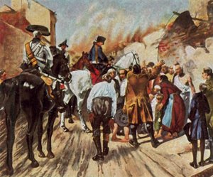 Friedrich der Große im zerstörten Küstrin vor der Schlacht von Zorndorf, 25. August 1758 von Hermann Pohle