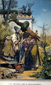 Illustration von Vogel für das Märchen der Brüder Jacob und Wilhelm Grimm: „Der alte Sultan“ von Hermann Vogel