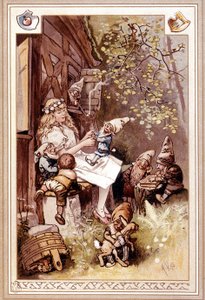 Schneewittchen und die sieben Zwerge. Illustration von Hermann Vogel