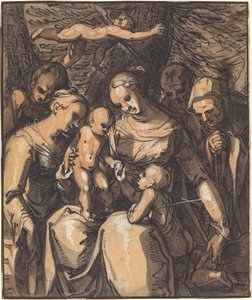 Die Heilige Familie mit Heiligen von Hermann Weyer